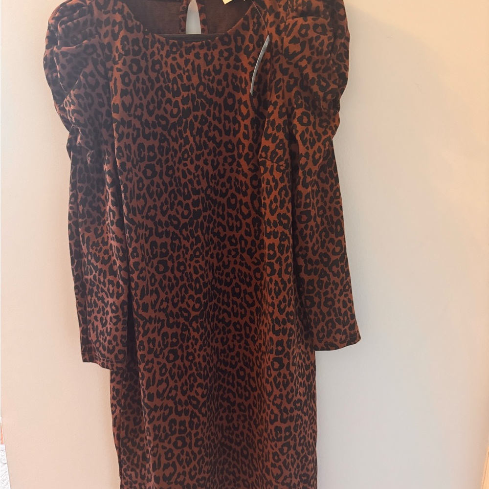 LOFT Brown and Black Animal Print Dress
